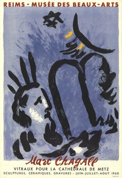 1960 After Marc Chagall 'Moses and the Tablets' STONE lithograph