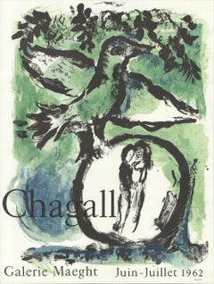 1962 After Marc Chagall 'Oiseau Vert' Modernism Green,Black & White
