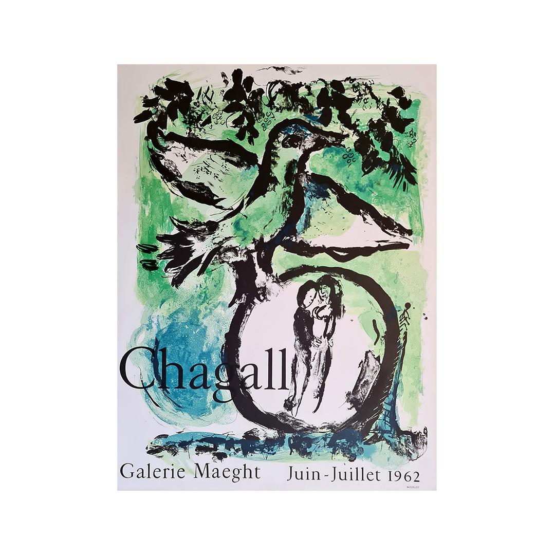 Original-Ausstellungsplakat von Marc Chagall für die Maeght Gallery aus dem Jahr 1962.

Marc Chagall 🇷🇺 🇫🇷 (1887-1985) nimmt in der Kunst des 20. Jahrhunderts einen besonderen Platz ein. Jahrhunderts ein. Er ist einer der berühmtesten Künstler,