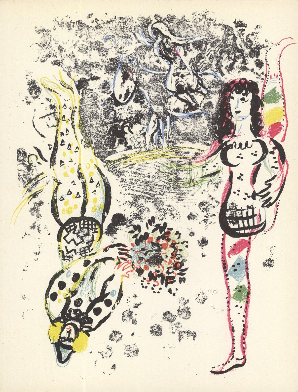 Paper Size: 12.5 x 9.5 inches ( 31.75 x 24.13 cm )
 Image Size: 12.5 x 9.5 inches ( 31.75 x 24.13 cm )
 Framed: No
 Condition: A: Mint
 
 Additional Details: First edition lithograph from Chagall's Lithographs Volume II.
 
 Shipping and Handling: We