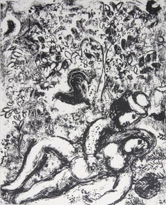 1963 Marc Chagall 'La coppia sull'albero' Litografia