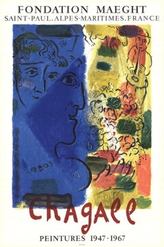 1967 After Marc Chagall 'Le Visage Bleu' Modernism Multicolor France Lithograph