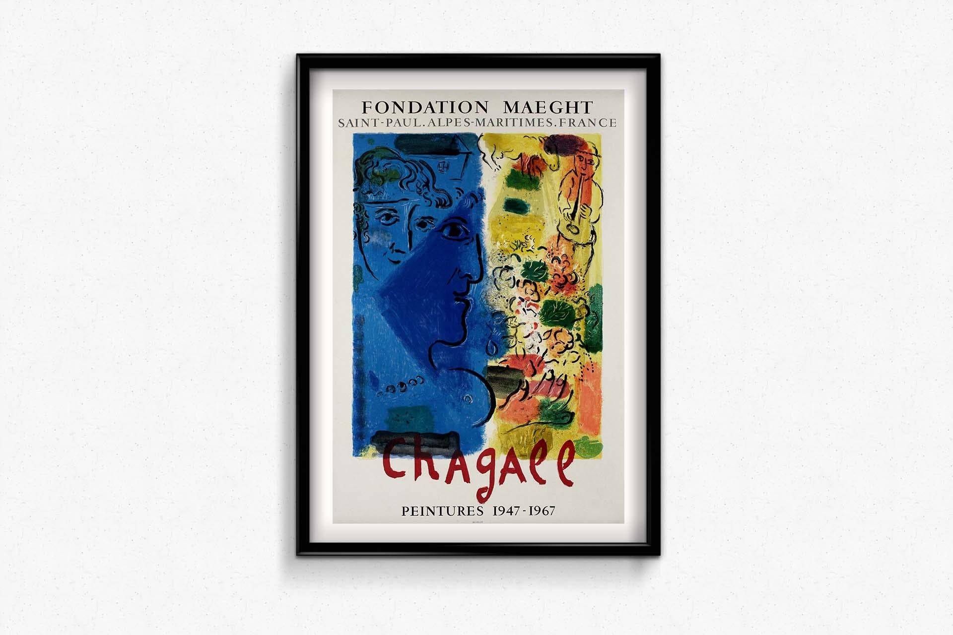1967 original exhibition poster by Marc Chagall - Fondation Maeght - Saint-Paul For Sale 1