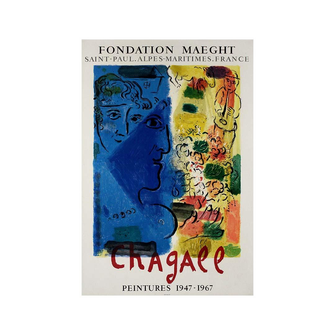 1967 original exhibition poster by Marc Chagall - Fondation Maeght - Saint-Paul For Sale 3