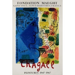 Affiche d'exposition originale de Marc Chagall - Fondation Maeght - Saint-Paul, 1967