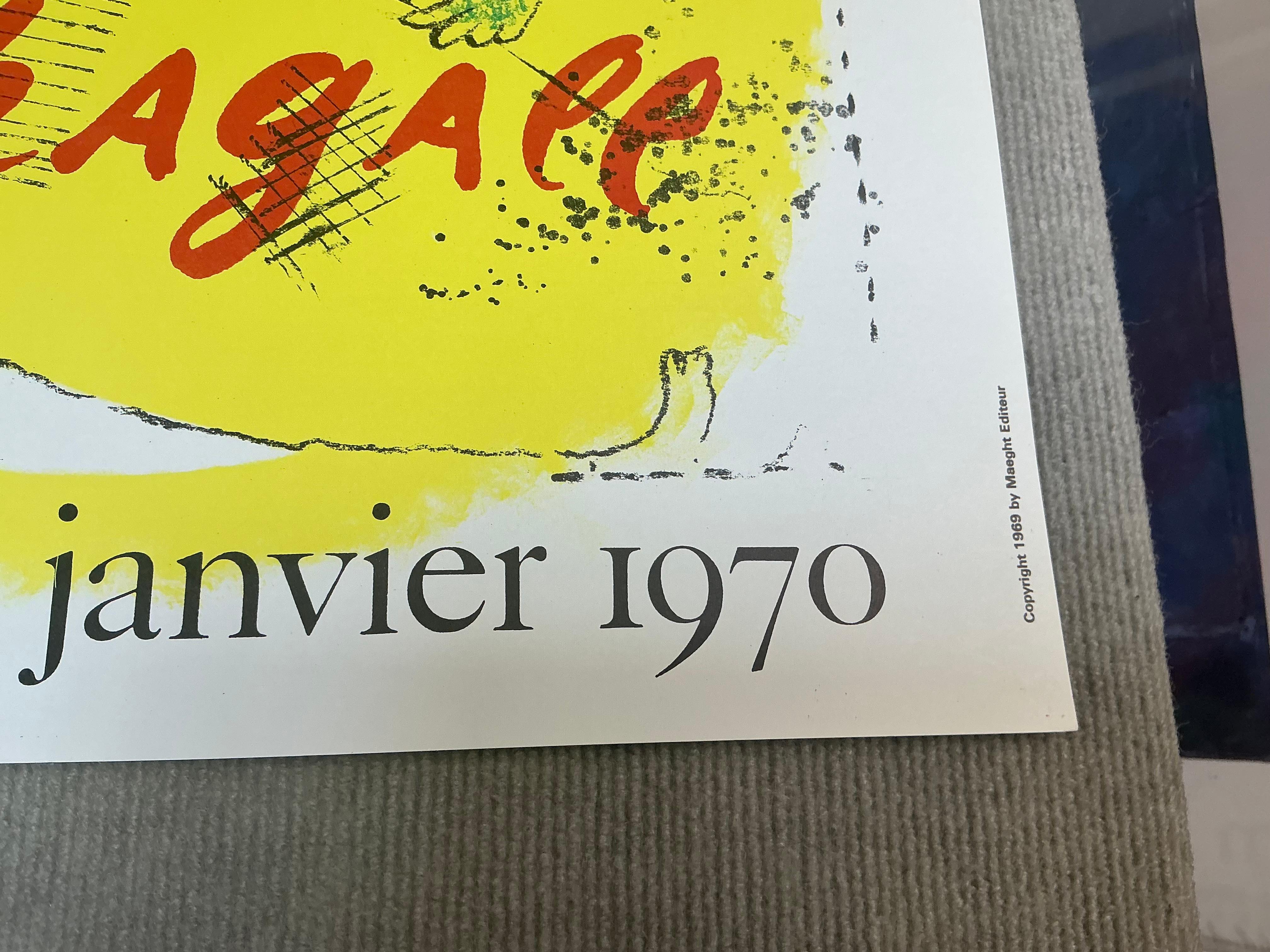 Lithographie « The Yellow Background » (Le fond jaune) de Marc Chagall, 1969 en vente 10