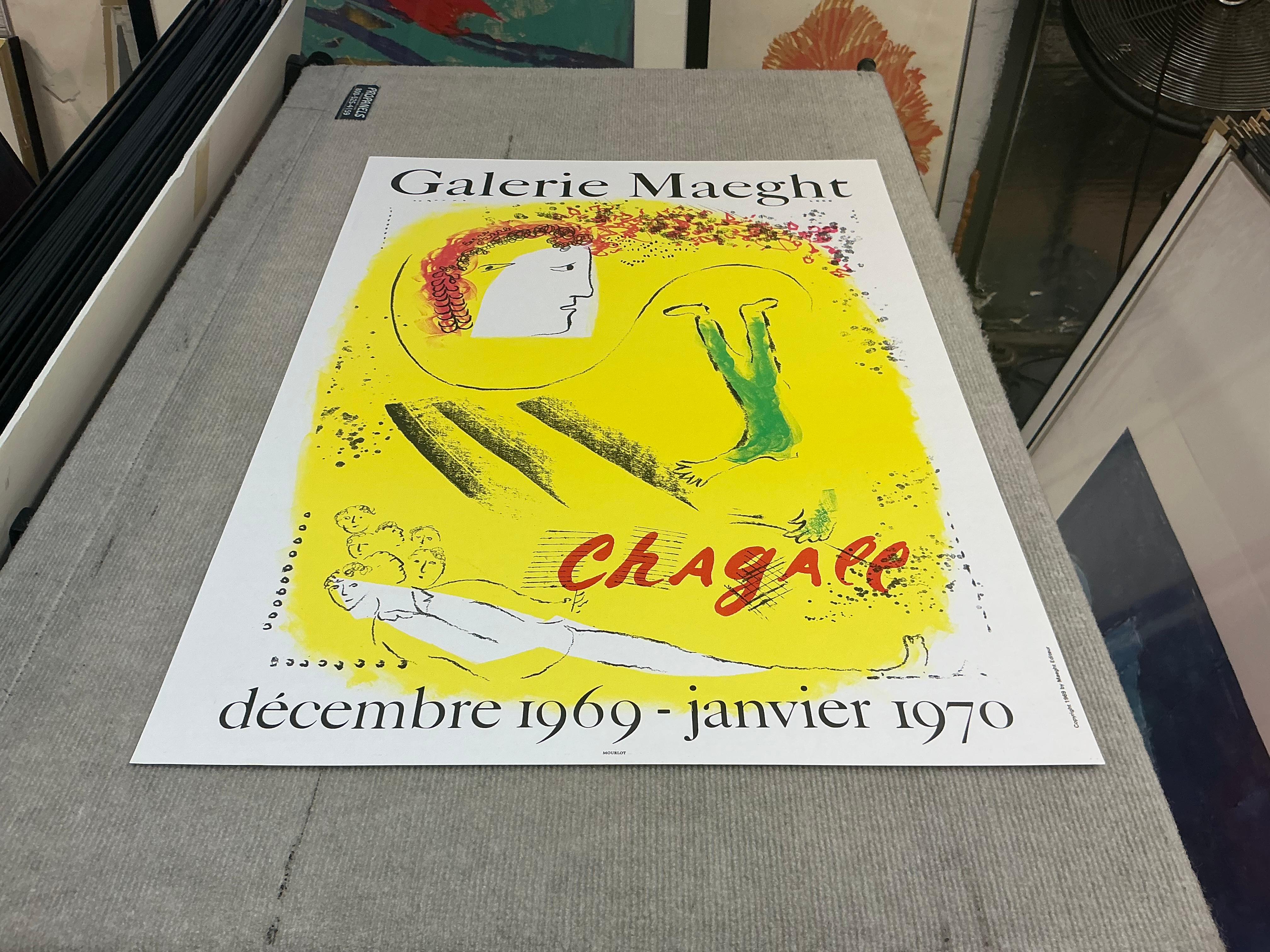 Lithographie « The Yellow Background » (Le fond jaune) de Marc Chagall, 1969 en vente 1