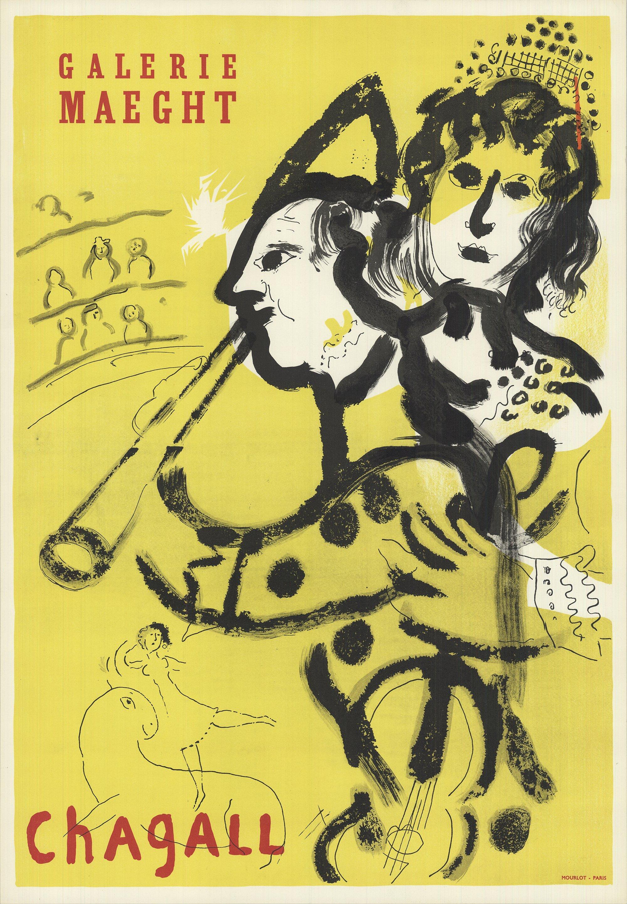 MARC CHAGALL Galerie Maeght 12.5" x 9.25" Lithograph 1959 Modernism Yellow 