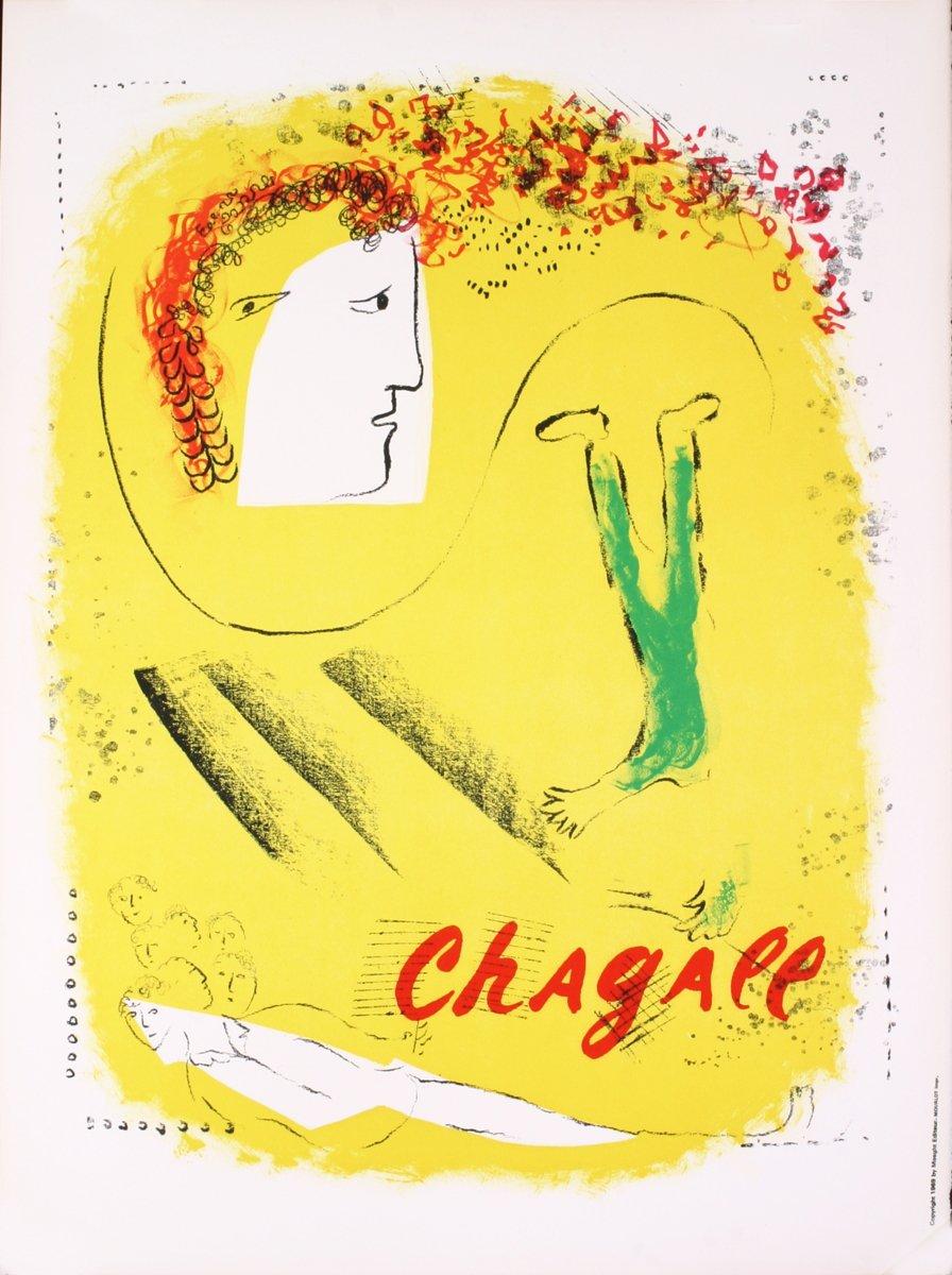 Papierformat: 29,5 x 22,5 Zoll (74,93 x 57,15 cm)
 Bildgröße: 26 x 20 Zoll (66,04 x 50,8 cm)
 Gerahmt: Nein
 Zustand: A: Neuwertig
 
 Zusätzliche Details: Erstdruck Lithographie unsigned und nicht nummeriert Marc Chagall, mit dem Titel "The Yellow