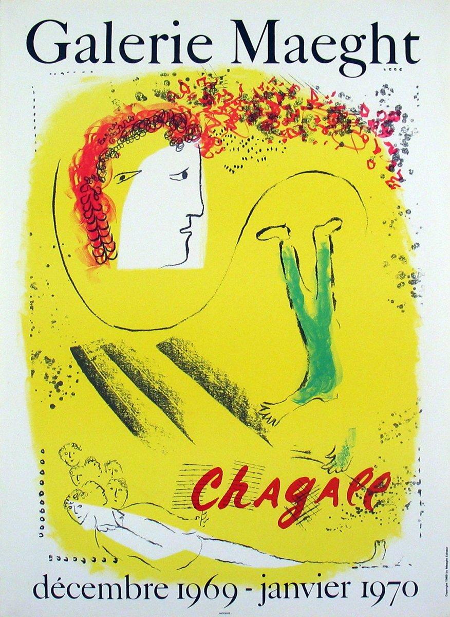 Paper Size: 31 x 22.5 inches ( 78.74 x 57.15 cm )
 Image Size: 31 x 22.5 inches ( 78.74 x 57.15 cm )
 Framed: No
 Condition: A-: Near Mint, very light signs of handling
 
 Additional Details: Exhibition poster for Chagall at the Galerie Maeght,