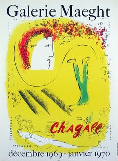 Vintage 1969 After Marc Chagall 'The Yellow Background' Modernism 