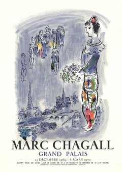 Vintage 1970 After Marc Chagall 'The Magician Of Paris' Modernism France Lithograph