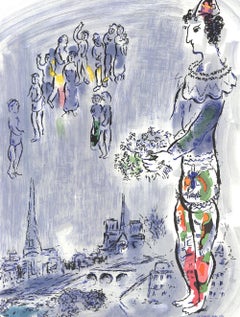 1970 After Marc Chagall 'The Magician Of Paris' Vintage Mourlot