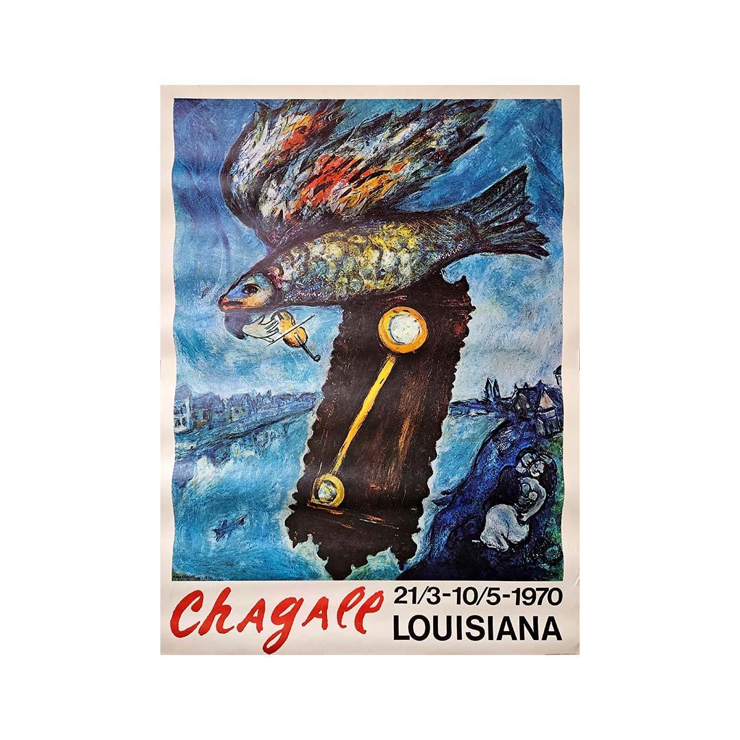 Manifesto originale del 1970 di Marc Chagall per il Museo d'Arte Moderna della Louisiana in vendita 1