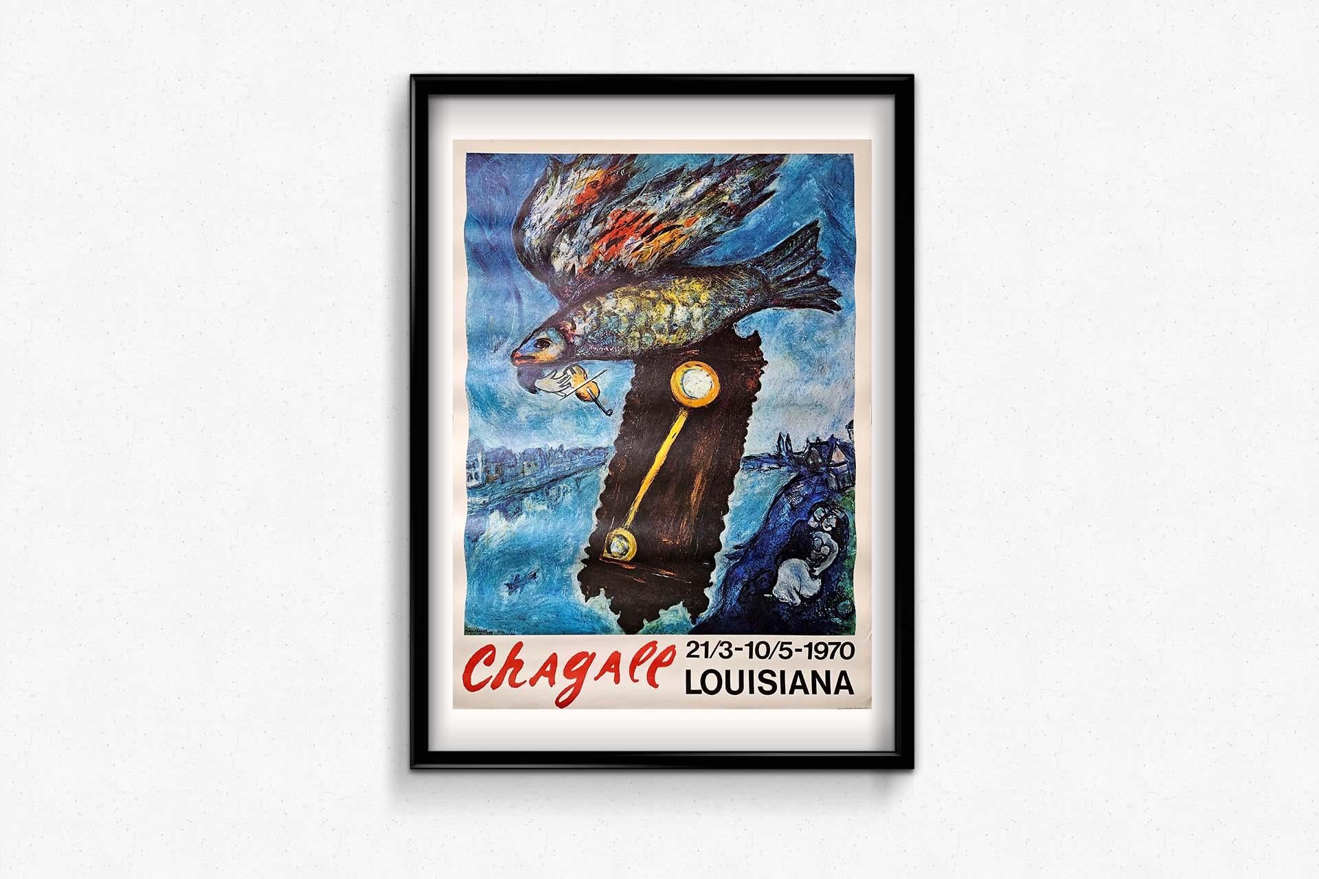 Manifesto originale del 1970 di Marc Chagall per il Museo d'Arte Moderna della Louisiana in vendita 2
