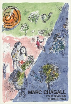 "1974 Lithograph Exhibition Poster of The Four Seasons, Modern Style"