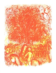 1976 Marc Chagall 'Sainte Famille (no text)' Modernism Red, Orange, Yellow USA Lit