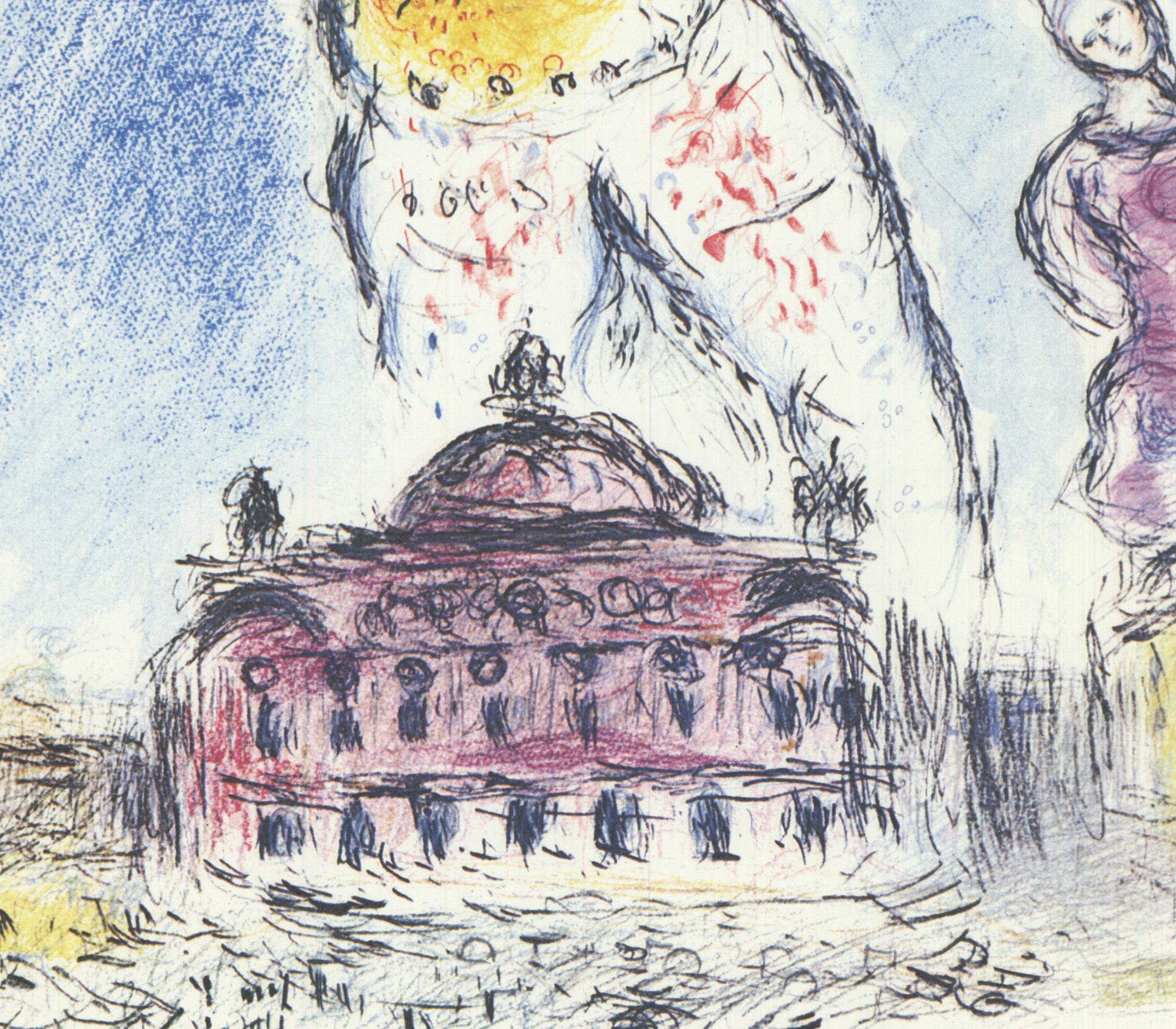 1981 Marc Chagall 'Dans le Ciel de l'Opera' Modernism Multicolor, Pastel, Purple, O 1