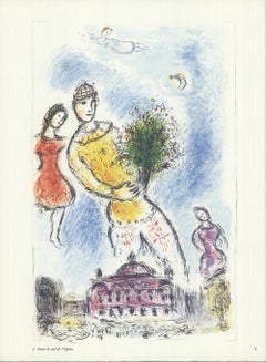 1981 Marc Chagall 'Dans le Ciel de l'Opera' Modernism Multicolor, Pastel, Purple, O