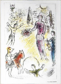 1981 Marc Chagall 'Les Clowns Musiciens' Modernism Multicolor,Pastel,Pink,Yellow