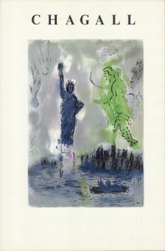 1982 After Marc Chagall 'Statue of Liberty' Modernism USA Offset Lithograph