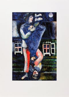 1986 Marc Chagall 'La Promenade' Modernism Blue, White, Red, Green Germany Offset