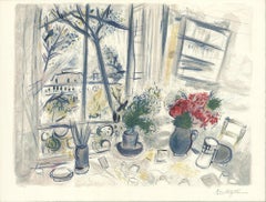 1988 Marc Chagall 'Fleurs du Parc' Modernism Multicolor France Lithograph