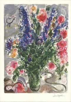 1988 Marc Chagall 'Les Lupins Bleus (after)' Modernism Multicolor, Green France O