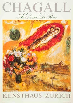 1989 After Marc Chagall 'Au Dessus de Paris' Modernism Orange,Yellow Germany