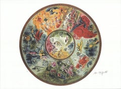 1995 Marc Chagall 'Paris Opera Ceiling' Modernism Green, Yellow Offset Lithograph