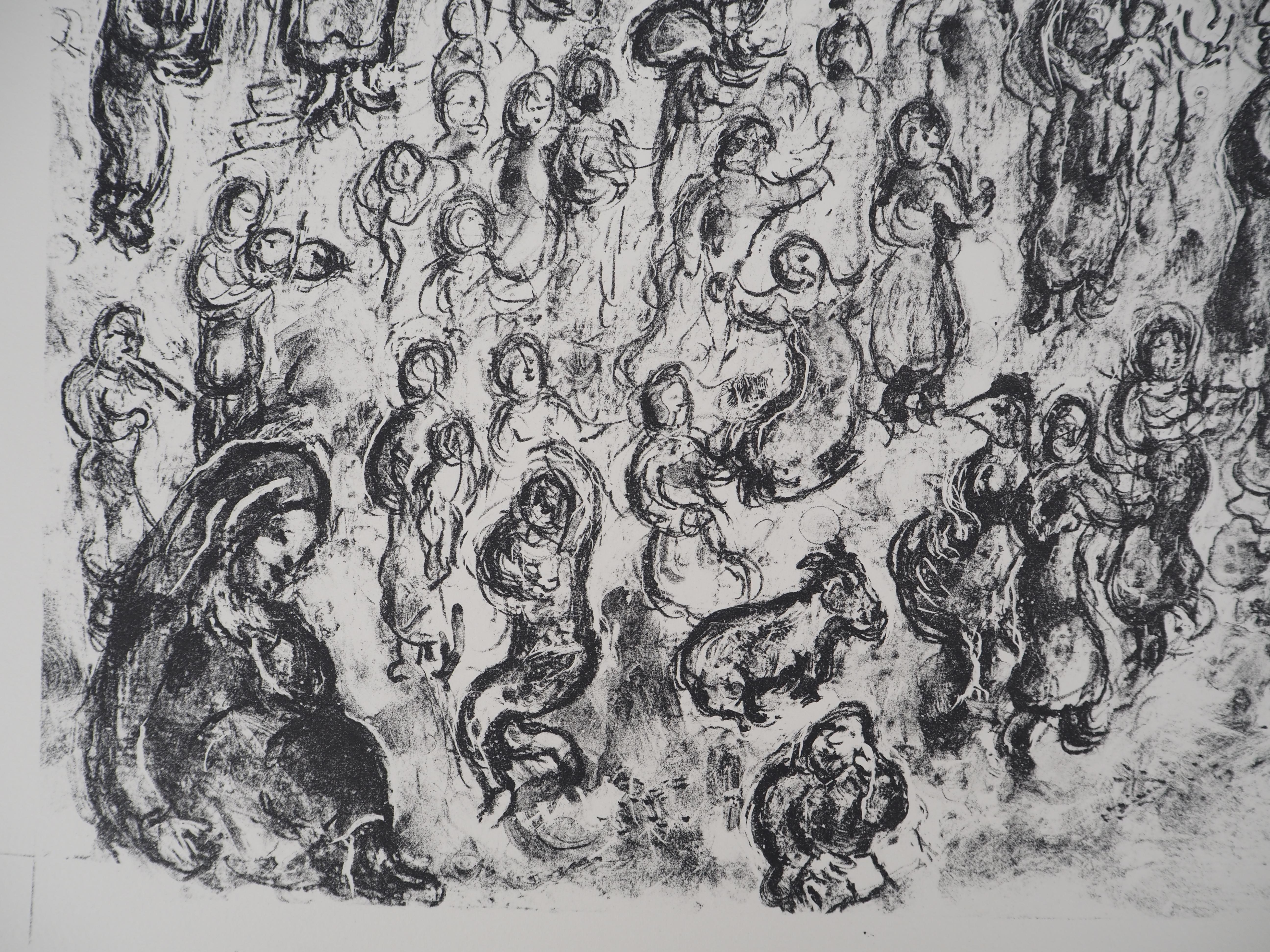Una panoramica della Bibbia - Litografia originale (Mourlot #746) - Figurative Print Grigio di Marc Chagall