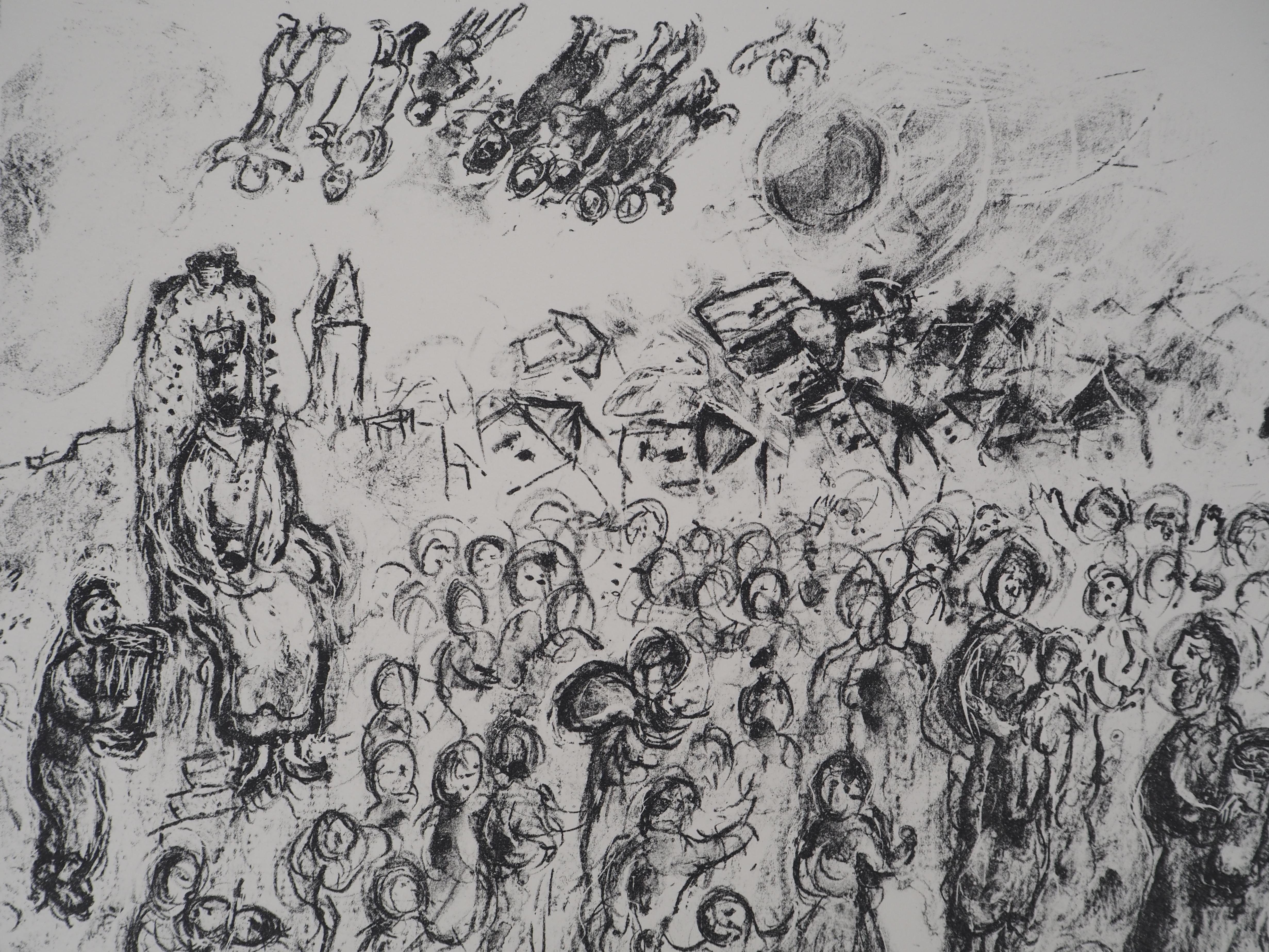 Marc Chagall (1887-1985)
Una panoramica della Bibbia, 1976

Litografia originale (Officina Mourlot)
Senza segno
Su pergamena Arches 60 x 76 cm (c. 24 x 30 in)

RIFERIMENTI: catalogo ragionato 