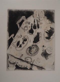 A Festive Table - Original Etching - Ref. Sorlier #38