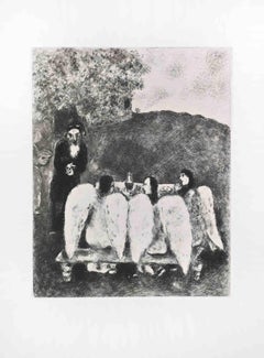 Abraham and the Three Angels - Etching by Marc Chagall - 1956
