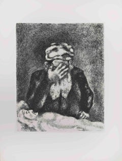 Abraham Mourning for Sarah – Radierung von Marc Chagall – 1956