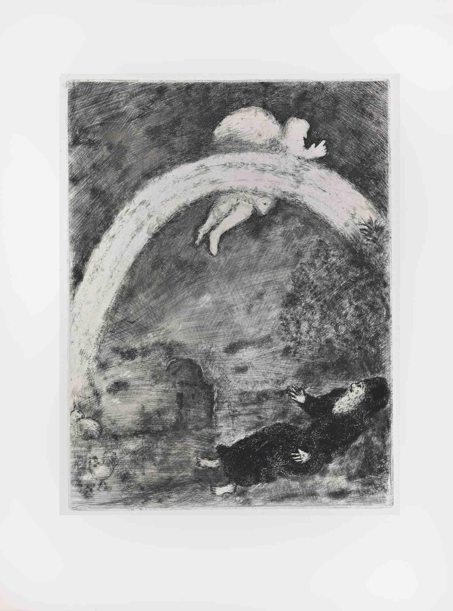 Acquaforte su carta Montval, realizzata da Marc Chagall nel 1931-39 e pubblicata da Tériade nel 1956.

Edizione di 275+30 copie fuori commercio.

Non firmato né numerato, come da edizione.

Ottima impressione con margini pieni e un'inchiostrazione