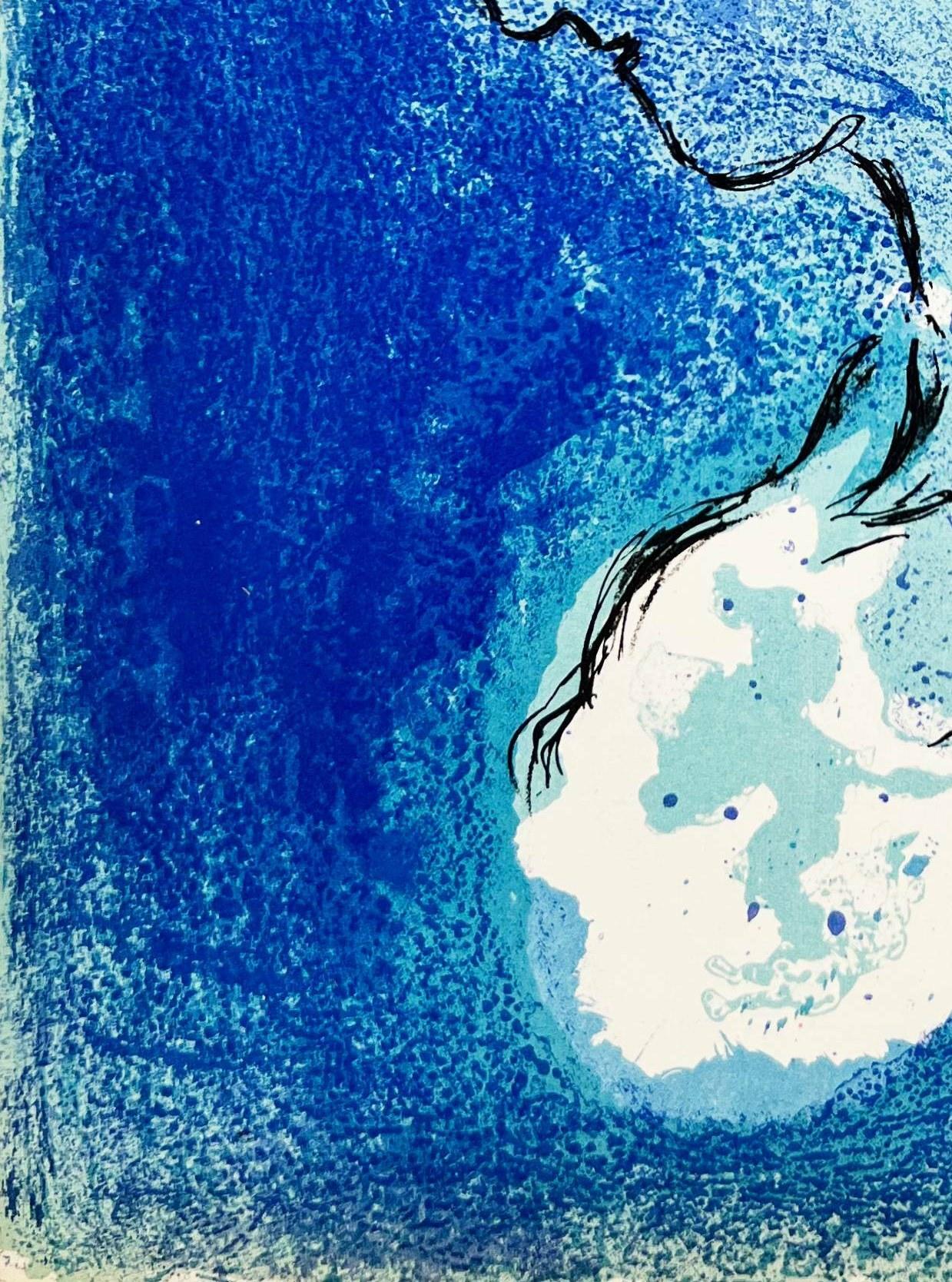 Abraham und Sarah (Blau), Figurative Print, von Marc Chagall