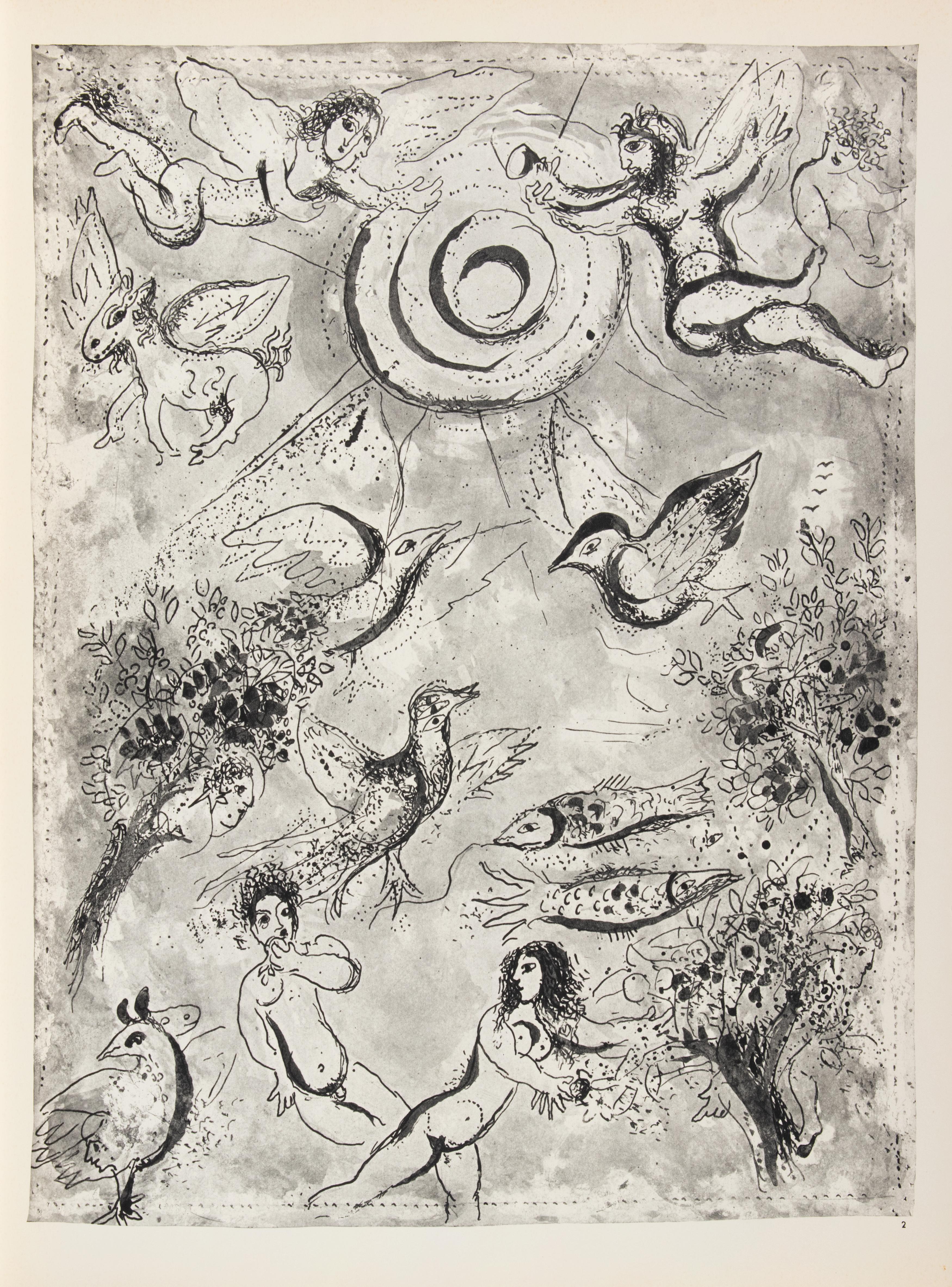 Adam and Eve - Héliogravure by Marc Chagall - 1960 For Sale 1