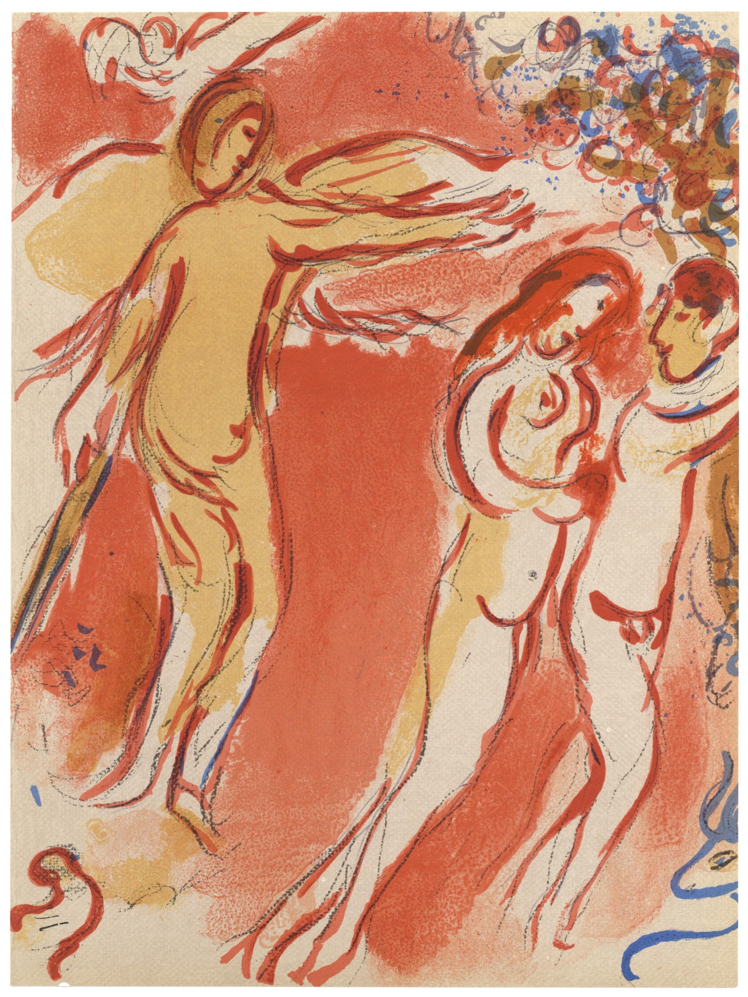 Lithographie auf Vélin des Papeteries du Marais Papier. Papierformat: 14 x 10,25 Zoll. Beschriftung: Unsigniert und nicht nummeriert, wie ausgegeben. Werkverzeichnis Referenzen: Mourlot, Fernand. Chagall, Lithographien II: 1957-1962. André Sauret,