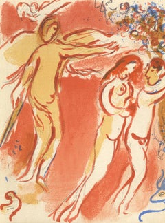 "Adam et Ève Chassés du  Paradis Terrestre" Original Color Lithograph by Chagall