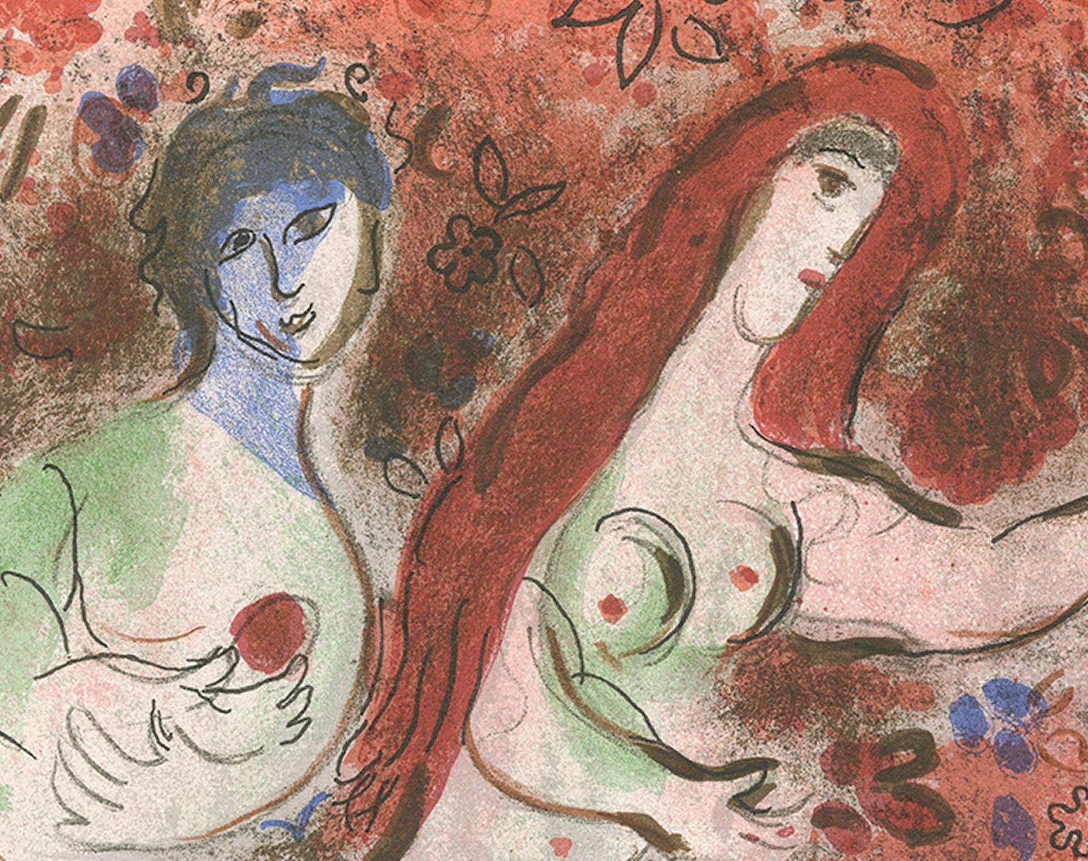 Lithographie en couleurs du 20e siècle représentant des personnages nus - Print de Marc Chagall