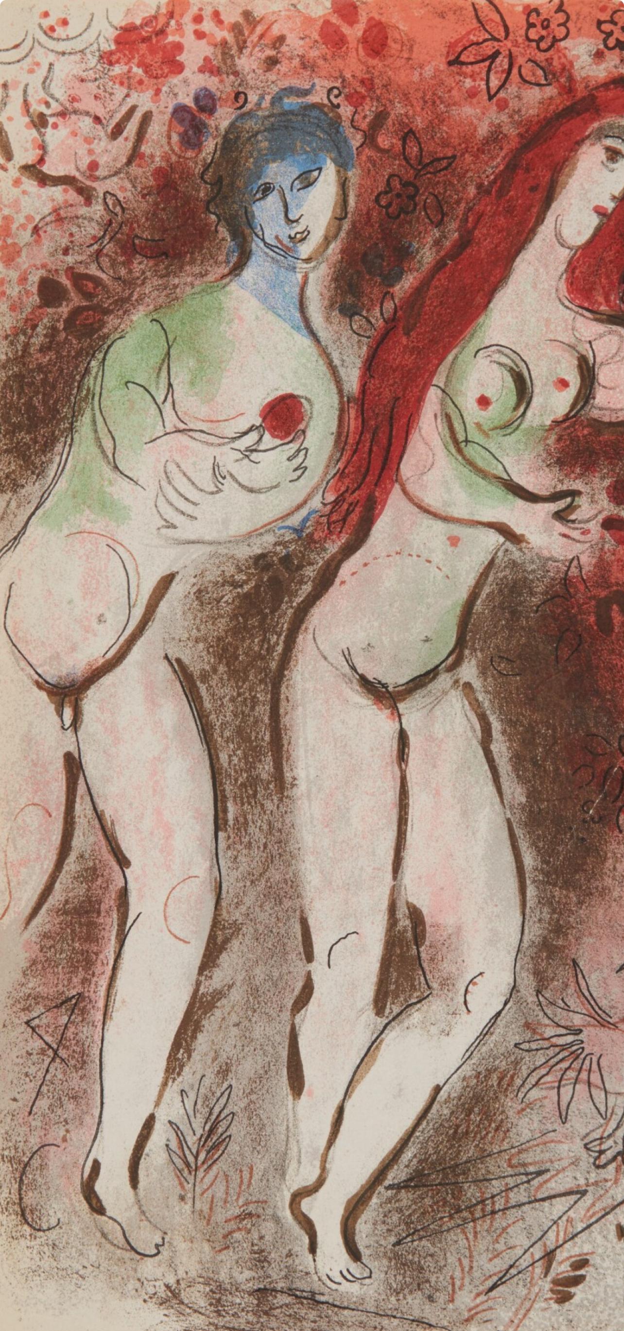 Adam et Eve et le fruit défendu (Mourlot 230-77; Cramer 42) (Braun), Figurative Print, von Marc Chagall