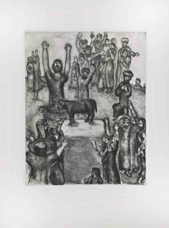 doration of the Golden Calf - Radierung von Marc Chagall - 1956