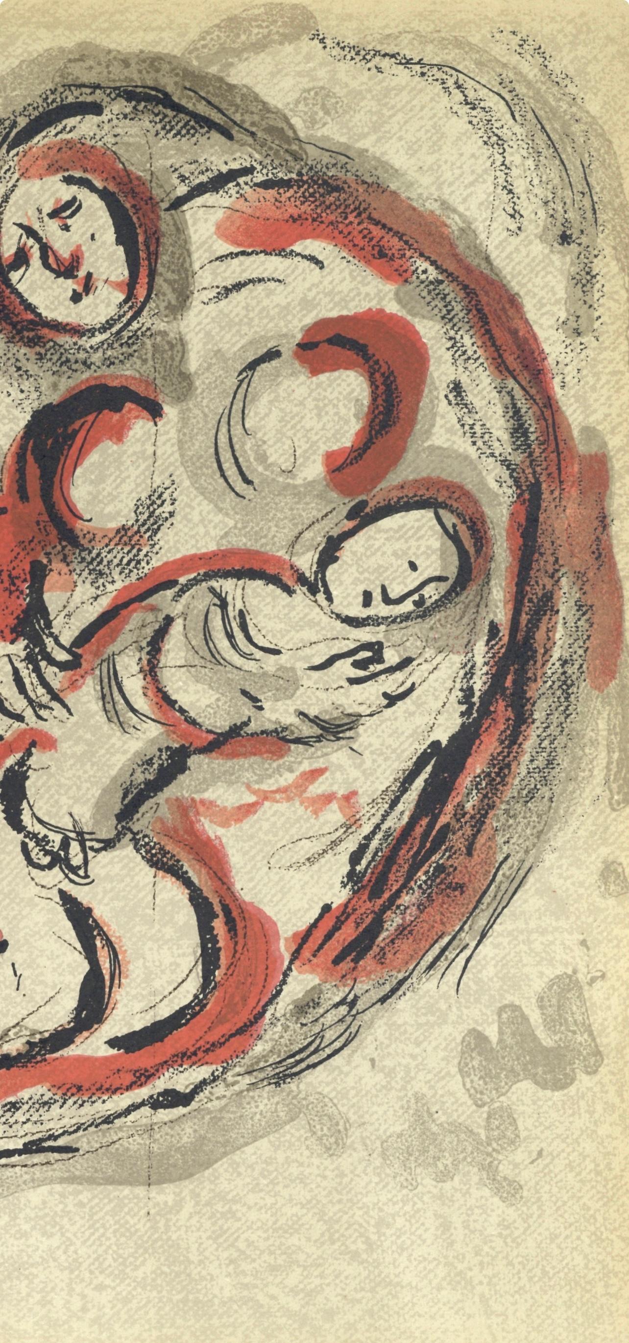 Agar dans le désert (Mourlot 230-77; Cramer 42), Dessins Pour La Bible - Beige Figurative Print by Marc Chagall