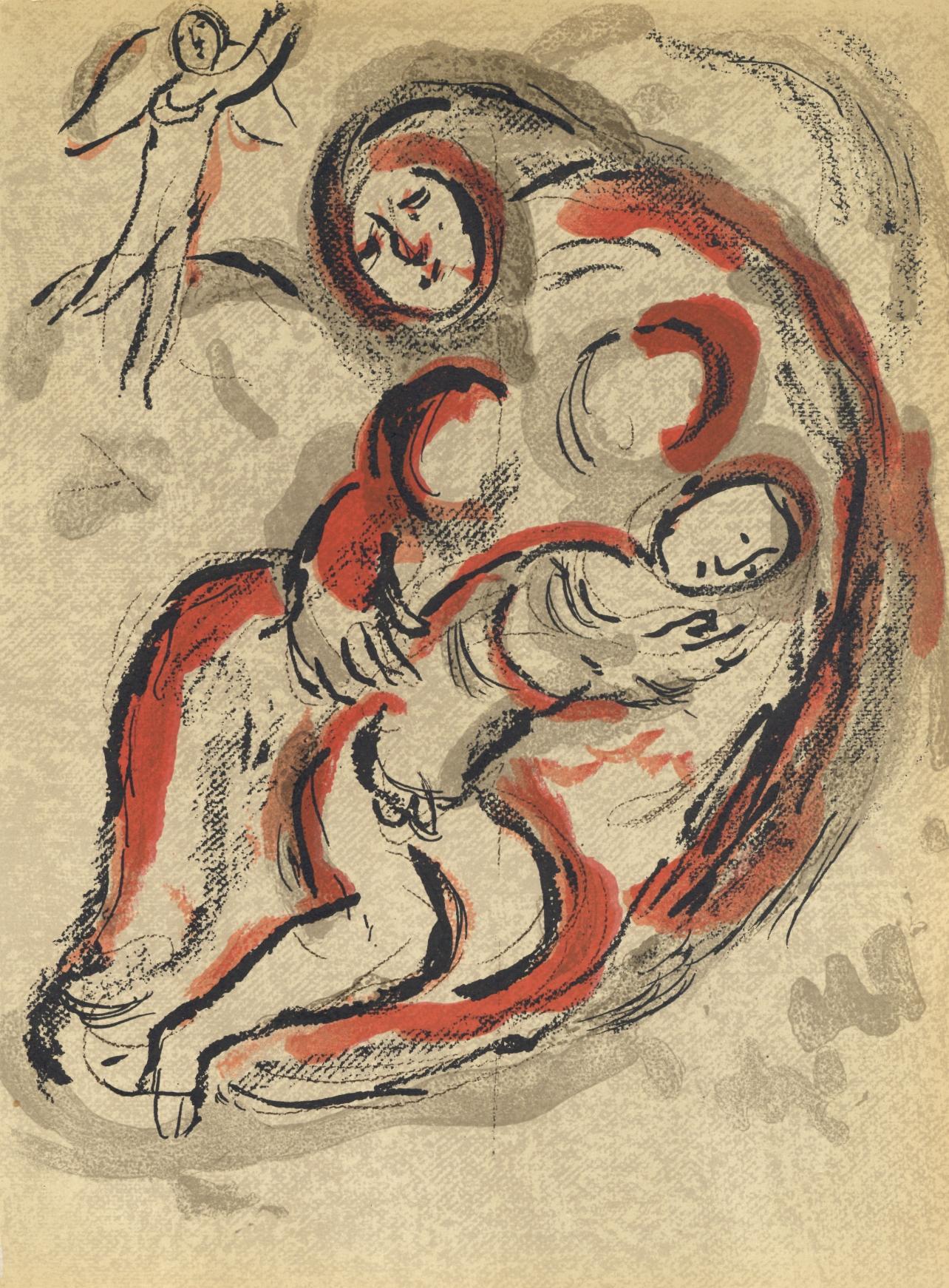 Marc Chagall Figurative Print – Agar dans le désert (Mourlot 230-77; Cramer 42)