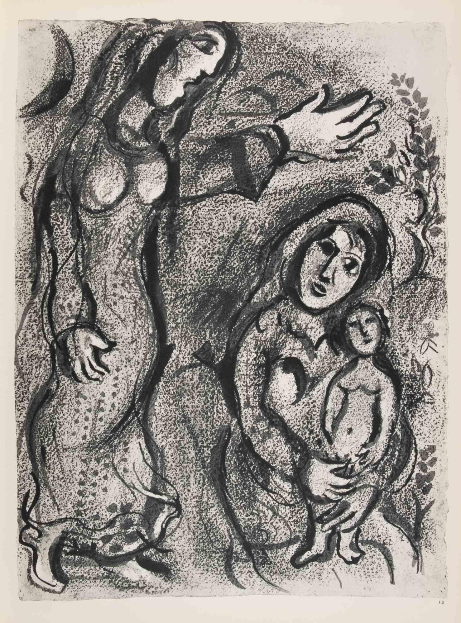Agar, Sirviente de Sara - Heliograbado de Marc Chagall - 1960
