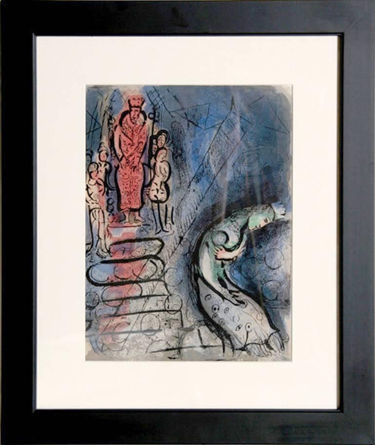Ahaseurus banishes Vashti, Lithograph by Marc Chagall 1960