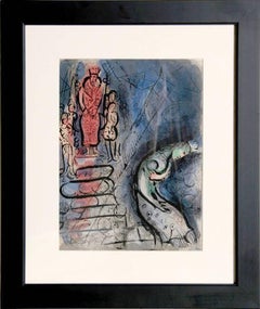 Ahaseurus banishes Vashti, Lithographie von Marc Chagall, 1960