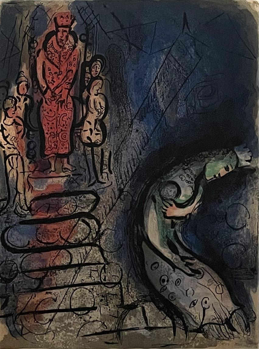 Marc Chagall Figurative Print - Ahasuerus Sends Vashti Away