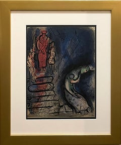 Marc Chagall Framed Lithograph, 1960, Ahasuerus Sends Vashti Away, Bible Drawing